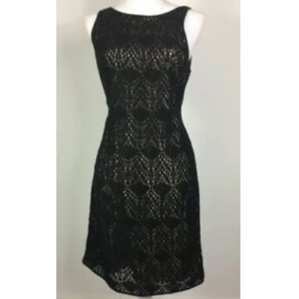 Ann Taylor Loft Crochet Knit Black Sleeveless Zip